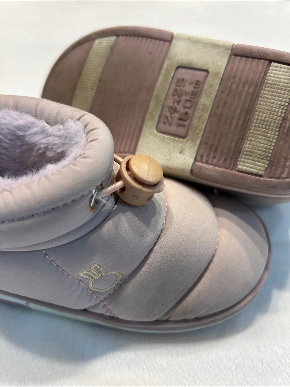 Kids Puffer Booties - Mauve Cozy Winter Shoes